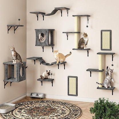 NUNU LAB Cat Wall Shelves, 10-in-1 Wall-Mounted Cat Furniture Set, Large Cat - Image 2