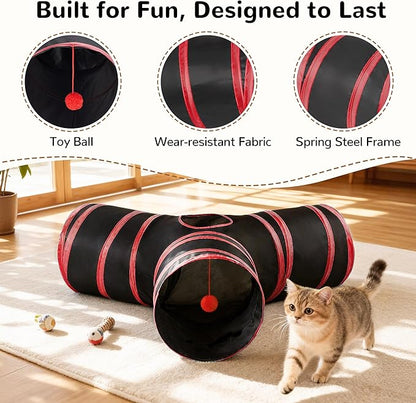 Tempcore Cat Tunnel for Indoor Cats, 3-Way Collapsible Play Tunnel - Image 5