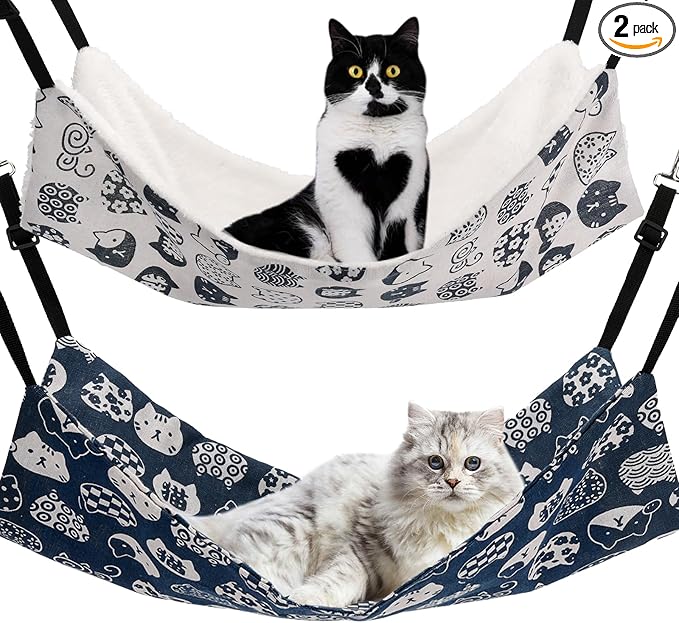 Admaison Cat Hammock for Cage Hanging Reversible 2Pack, Pet Hammock Bed by Admaison