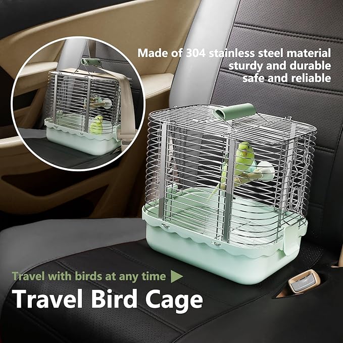 Bird Carrier Travel Cage, Durable Portable Stainless Steel Birdcage - Image 3