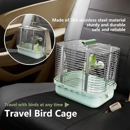 Bird Carrier Travel Cage, Durable Portable Stainless Steel Birdcage - Image 3