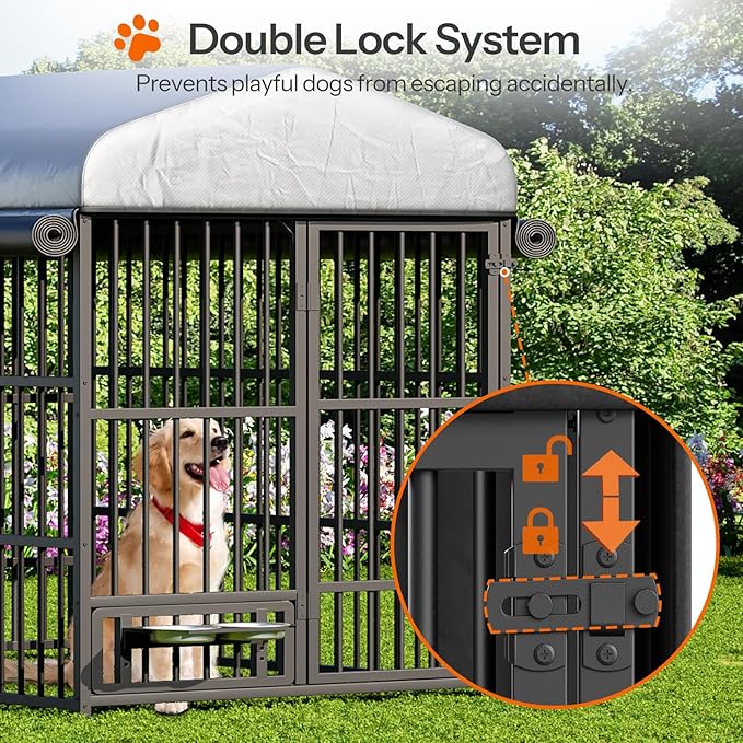 HOOBRO Dog Kennel Outdoor with Cover, 6.6 x 3.9 x 5.9 ft Dog Kennel Outside - Image 6