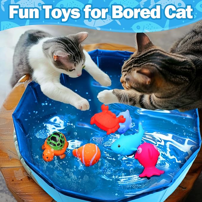 BABORUI Cat Pool Toy with Fish-Water Cat Toys, Portable Cat Pool Toy, Cat Water - Image 5