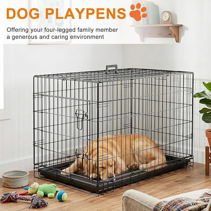 FDW 36" Foldable Metal Dog Crate - Image 2
