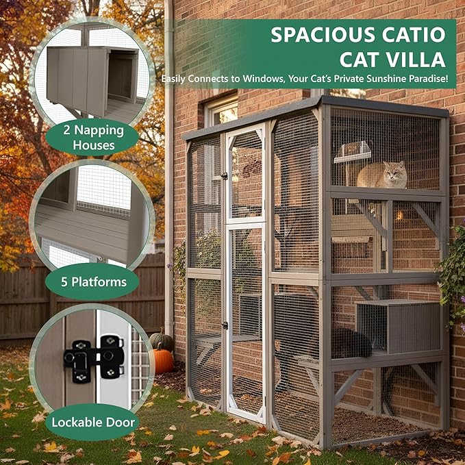 Large Outdoor Cat Catio Enclosures, Wooden Catio Window Cat Patio - Image 3