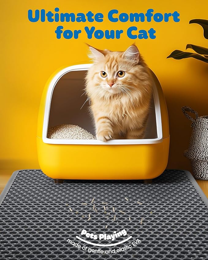 Cat Litter Mat - 30'' x 24'' Large Litter Trapping Mat, Waterproof, Urine-Proof - Image 2