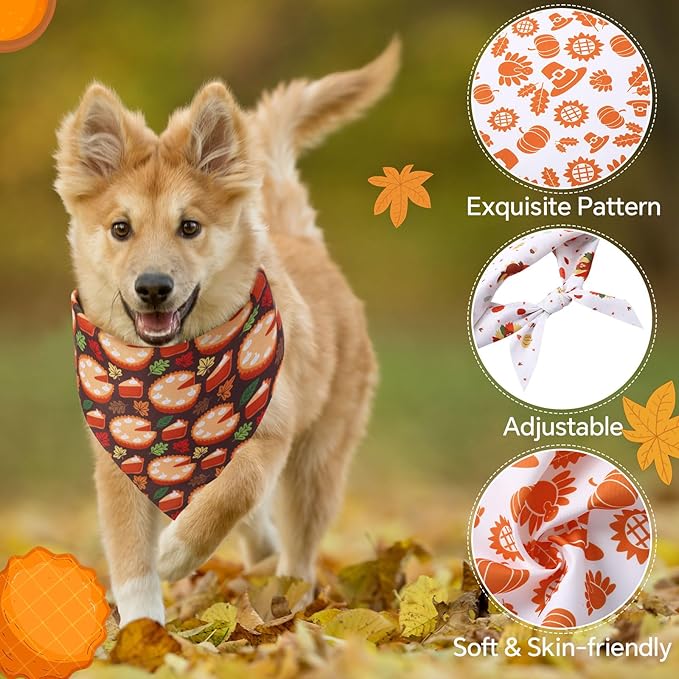 Huhumy 100 Pcs Thanksgiving Fall Dog Bandanas Bulk 3 Sizes Dog Washable Bandana - Image 4