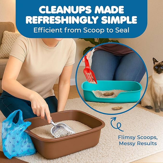 SunGrow Cat Litter Scoop and Bag Combo, Stainless Steel Deep Shovel, 60 Plastic - Image 4