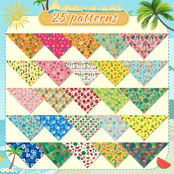 50 Pcs Summer Theme Dog Bandanas Bulk Tropical Bandanas - Image 4