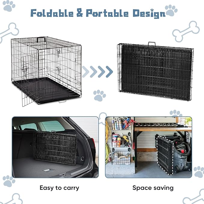 DUMOS Dog Crate, 36 Inch Medium Double Door Dog Cage - Image 6