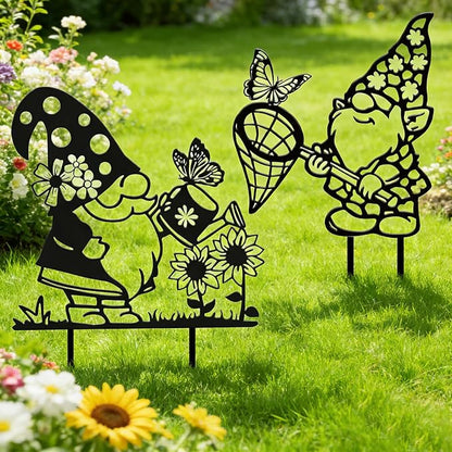 Rngmsi Gnome Metal Garden Stakes Decor, Gnome Yard Decorations Outdoor - Image 5