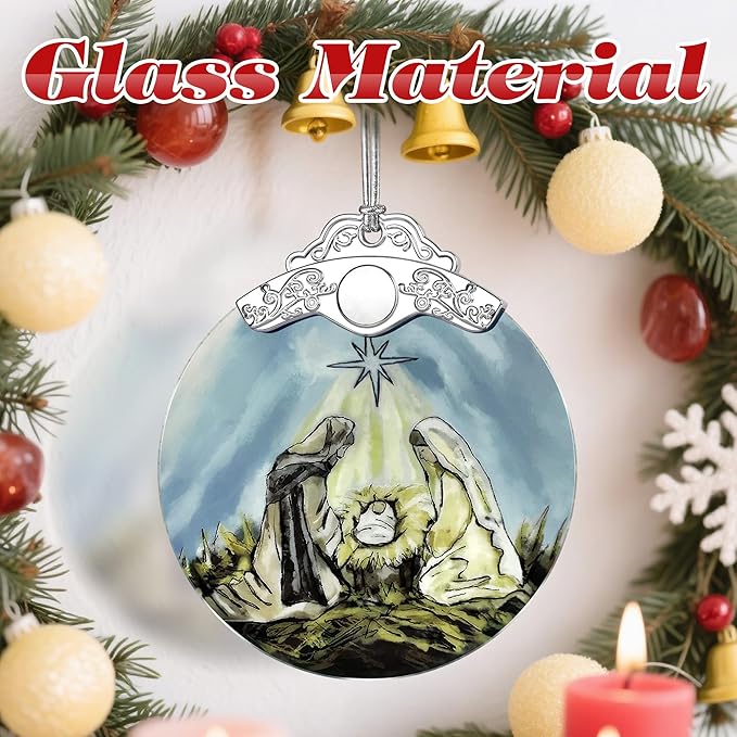 Stained Glass Nativity Ornament, Religious Christmas Ornaments, Christmas - Image 3