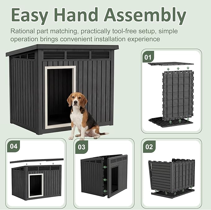 DRATO Small Dog House, Weatherproof Resin Dog House Outdoor - Image 6