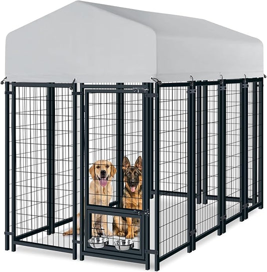 Oranland 8x4x6FT Outdoor Dog Kennel, Heavy Duty Welded Wire Steel Dog Kennel by ProfessionalCageManufacturer