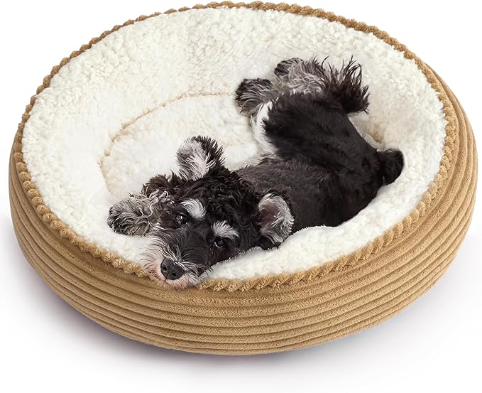 Love's cabin Round Donut Cat and Dog Cushion Bed, 24in Pet Bed by Lovescabin