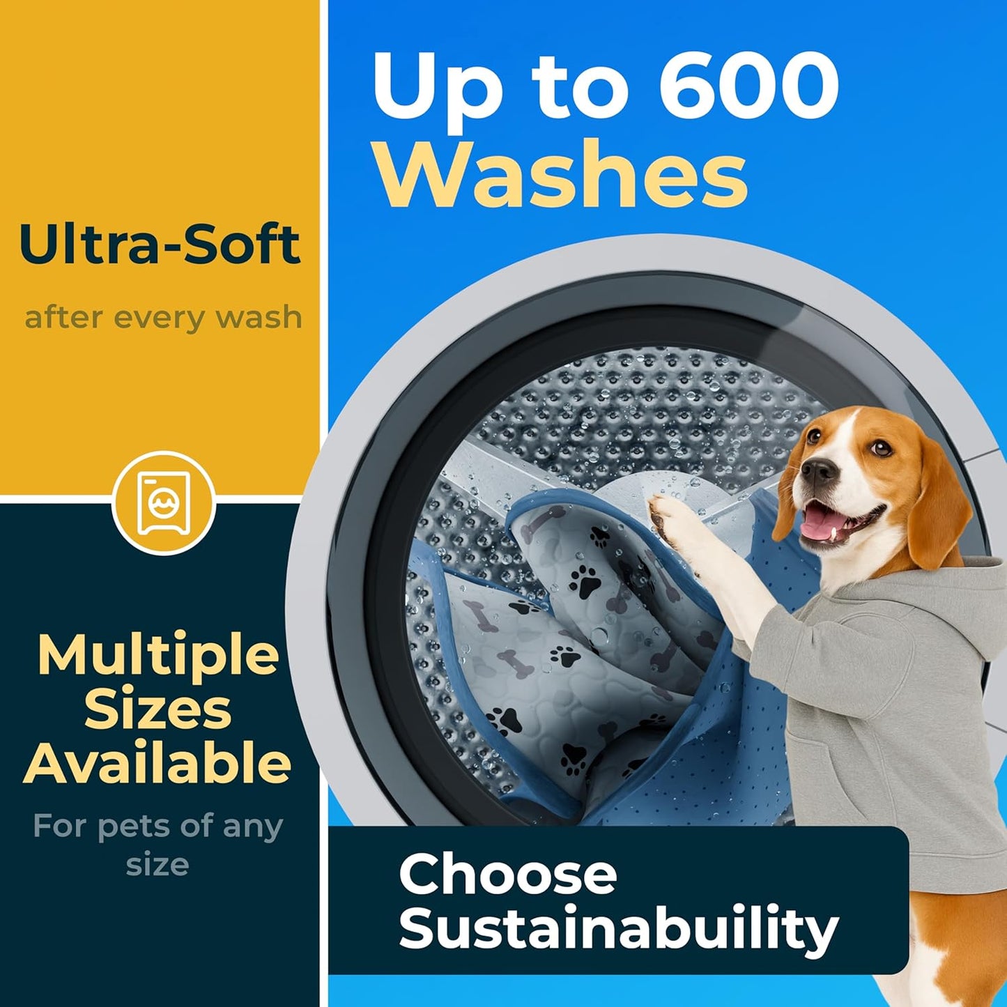 GREEN LIFESTYLE Washable Pee Pads for Dogs - Waterproof Reusable Puppy Pads with Anti-Slip Backing, Pet Training Pad for Puppy Playpen, Crate, Whelping Box, Potty Training (Pack of 48 - 30x34)