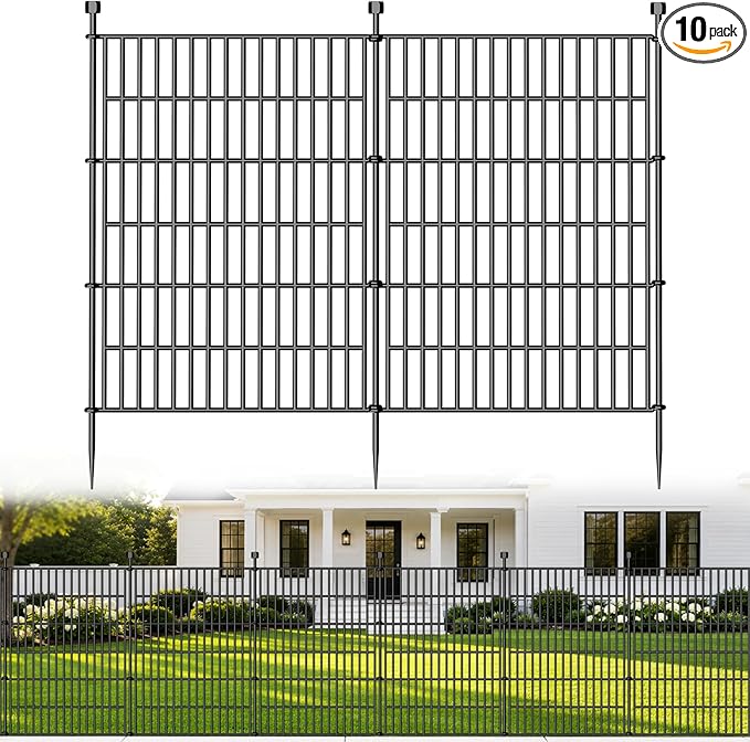 10 Panels No Dig Decorative Outdoor Garden Fence by SecureSpacesCleanerPlaces