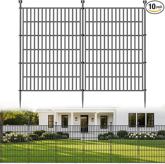 10 Panels No Dig Decorative Outdoor Garden Fence by SecureSpacesCleanerPlaces
