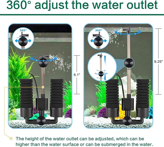 AQQA Aquarium Electric Power Sponge Filter, 3W/5W Silence Submersible Foam - Image 4
