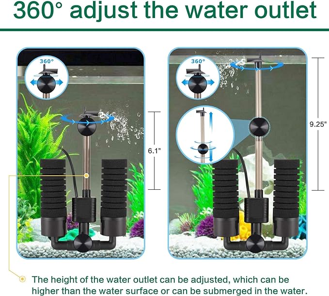 AQQA Aquarium Electric Power Sponge Filter, 3W/5W Silence Submersible Foam - Image 4
