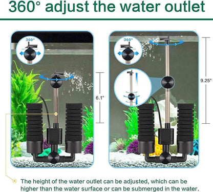 AQQA Aquarium Electric Power Sponge Filter, 3W/5W Silence Submersible Foam - Image 4