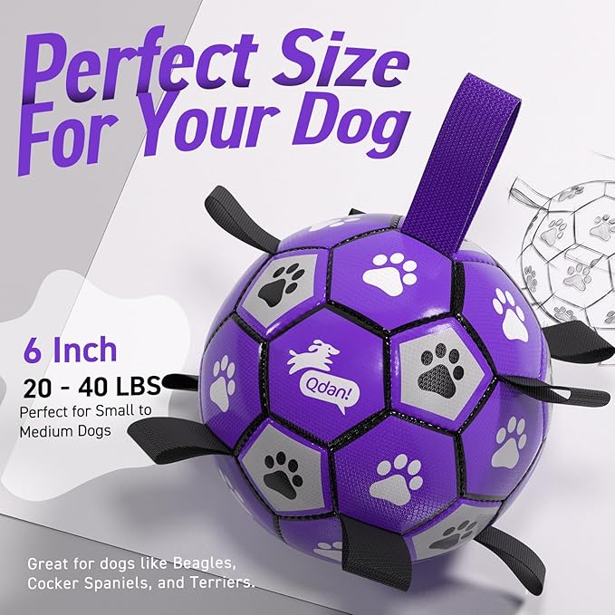QDAN Dog Toys Soccer Ball with Straps - Image 7