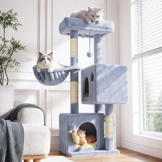 Cat Tree Tower with Scratching Post Hammock, 2 Condos Short Corner Climbing by Unknown