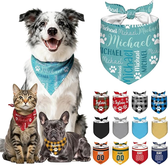 Personalized Dog Bandanas Custom Pet Scarf by Unknown
