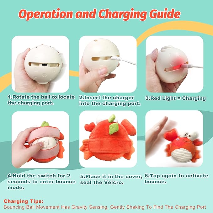 GUKCO Crab Interactive Dog Toys – Rechargeable Self-Play Toy - Image 7