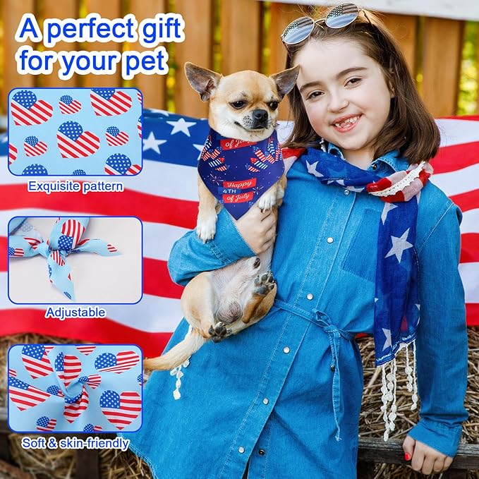 Huhumy 100 Pcs 4th of July Dog Bandanas Bulk 3 Sizes Dog Washable Bandana - Image 4