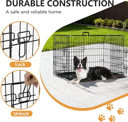 FDW Dog Crate 42-Inch Dog Cage Foldable Metal Kennel - Image 3