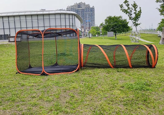 2 in 1 Pet Cat and Dog Tunnel Tent Foldable Pet Tent Outdoor Pop Up Pet Playpen by Gaorui