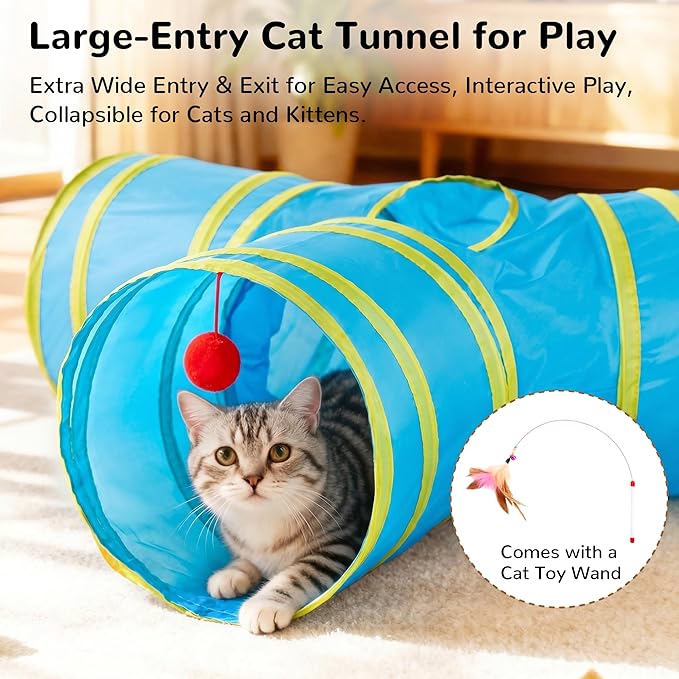 Tempcore Cat Tunnel for Indoor Cats, 3-Way Collapsible Play Tunnel - Image 4