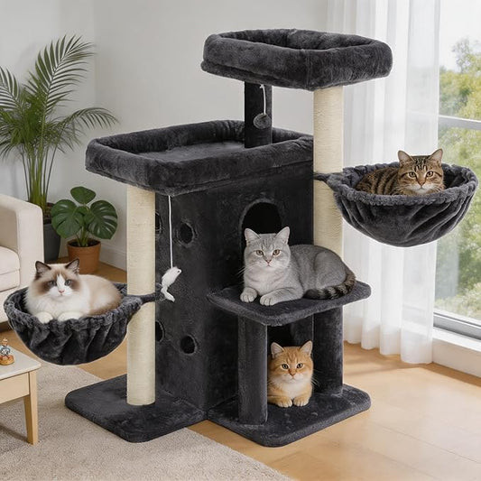 Heybly Cat Tree with Reinforced Big Base, 41.3-Inch Sturdy Cat Tower by HEYBLY