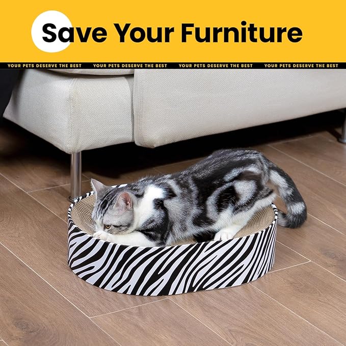 Conlun Oval Cat Scratcher Bed, 2-in-1 Cat Scratching Board, Natural Corrugated - Image 7