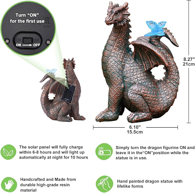 Nacome Solar Dragon Outdoor Statues - Image 4