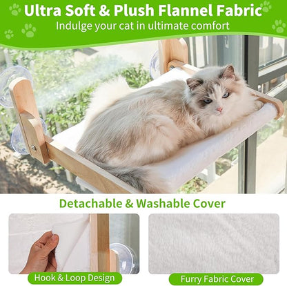 Cat Window Perch with Wooden Frame – Aloxina Foldable Cat Hammock Bed - Image 3