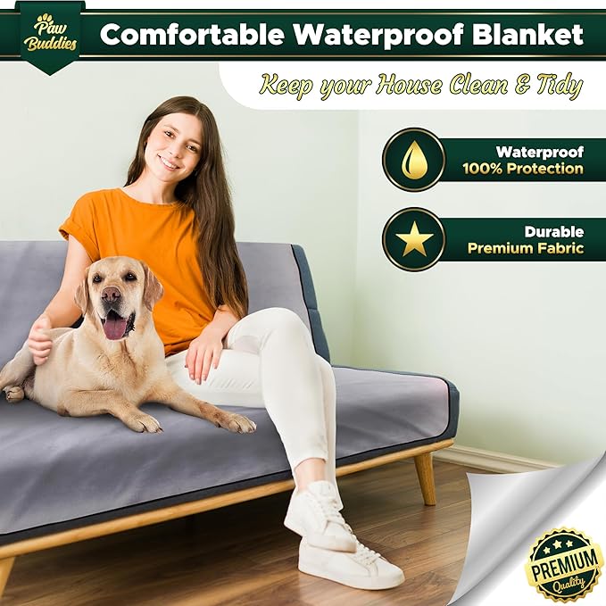 Paw Buddies Premium Waterproof Blanket 80"x90" Velvet-Feel Reversible Throw – - Image 7