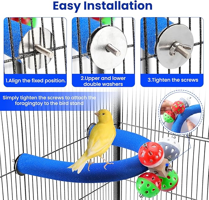 FrgKbTm U Shape Parrot Perch Stand Toy Bird Platform Sand Paw Grinding Clean - Image 6