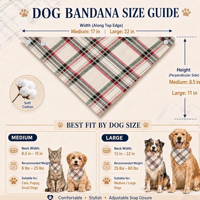 Plaid Dog Bandana with Button - Image 2