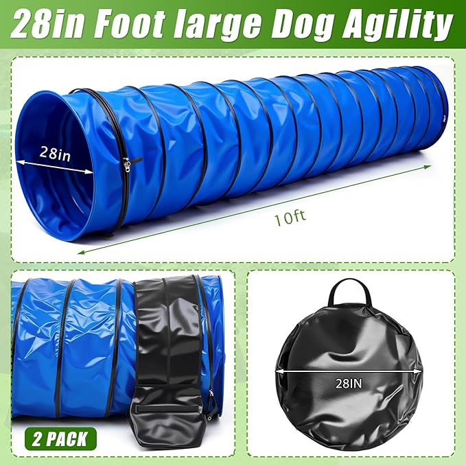 Briwooody 28 in 10 Foot PVC Dog Agility Tunnel - Image 2