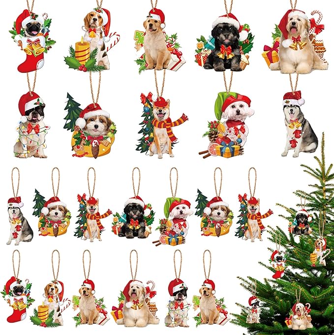 40 Pieces Dog Christmas Tree Ornament Xmas Decorations Funny Dog Lovers Gift by Spiareal