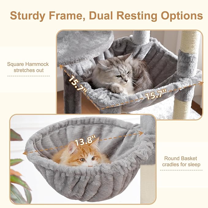Heybly Cat Tree, 76-Inch Tall Heavy Duty Cat Tower - Image 6