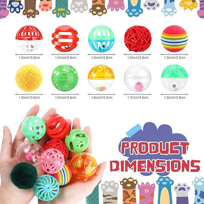 Hungdao 100 Pcs Cat Toys Bulk Plastic Small Crinkle Ball Assorted Cat Balls - Image 2