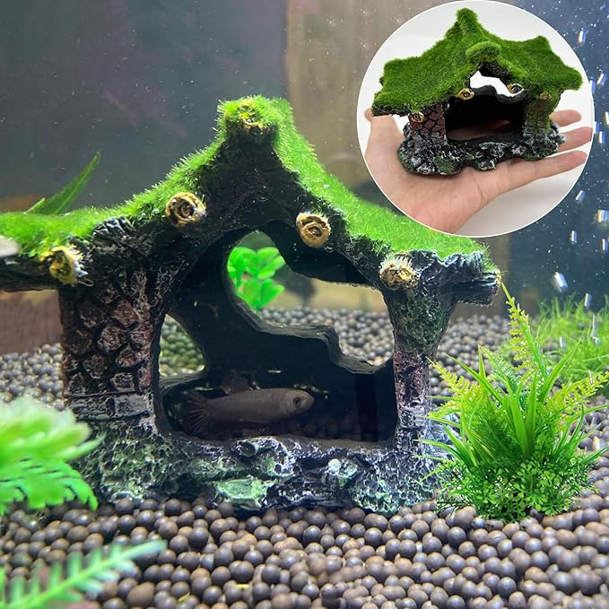 Tfwadmx Aquarium Decoration House Resin Hollow Betta Hideout House Fish Hide - Image 3