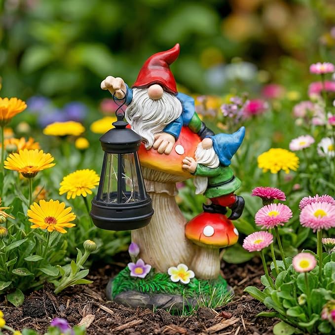 C&Y&G&X Solar Garden Gnome Statue, Waterproof Outdoor Mushroom Decor - Image 6