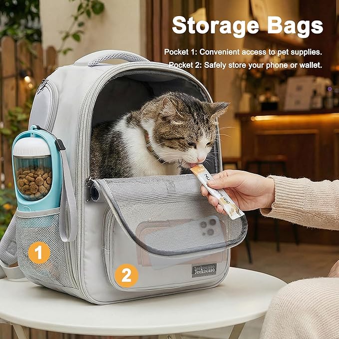 Cat Backpack Carrier Expandable, Breathable Mesh & Lockable Zippers & Shaded - Image 5
