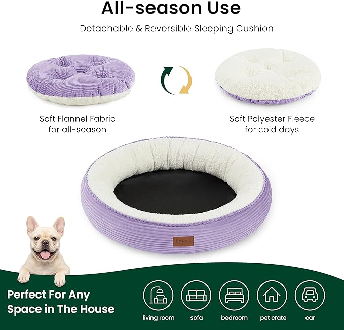 Love's cabin Round Donut Cat and Dog Cushion Bed, 30in Pet Bed - Image 3