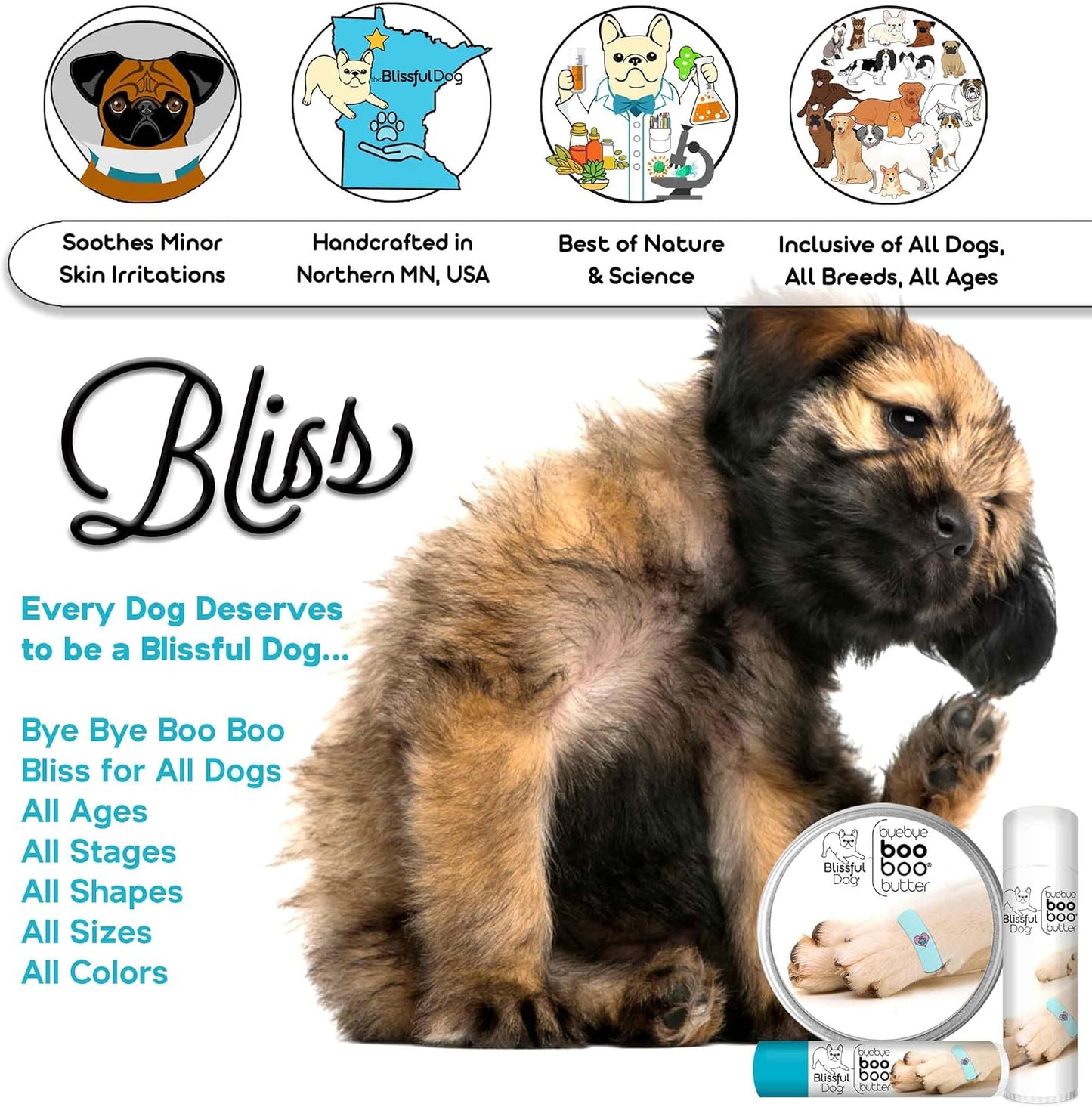 The Blissful Dog 4 oz TIN Boston Terrier Booboo Butter