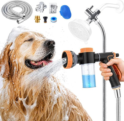 Dog Shower Attachment with Metal 3-Way Shower Diverter & 10inches Shower Hose by AYBBSHOW